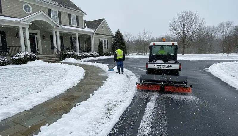 Professional de-icing and salt application on Louisville, KY walkways by Chop Chop Landscaping
