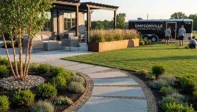 Landscaping crew providing lawn care services in Louisville, KY