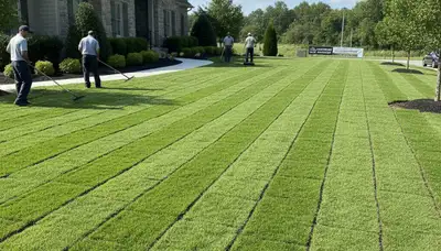 Fresh sod installation creating a lush green lawn by Chop Chop Landscaping in Louisville, KY