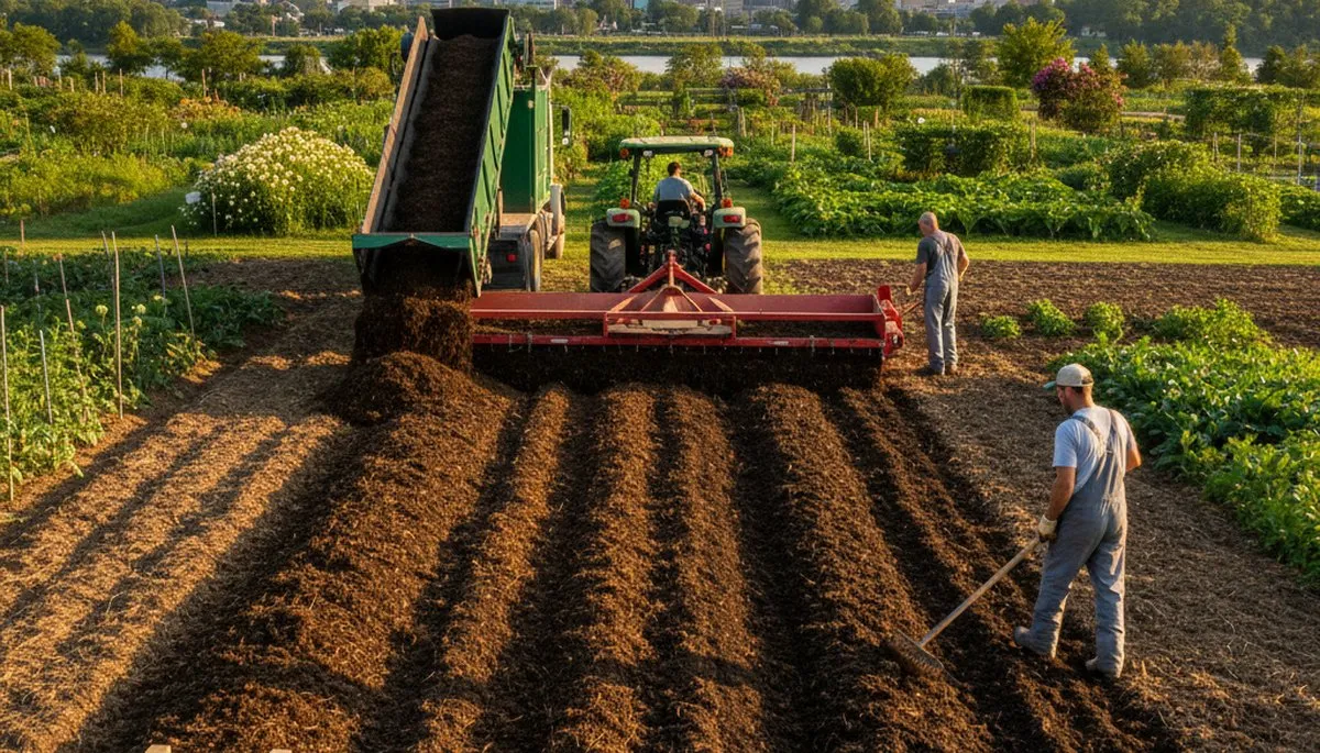 Organic compost and soil amendment application for healthy landscaping in Louisville, KY