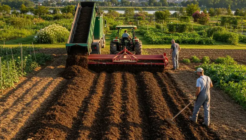 Organic compost and soil amendment application for healthy landscaping in Louisville, KY
