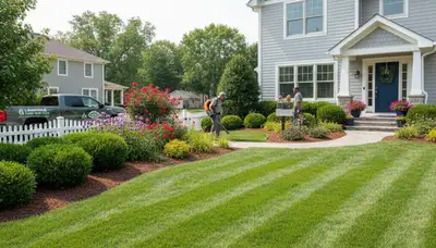 Pristine residential lawn after professional maintenance by Chop Chop Landscaping in Louisville, KY